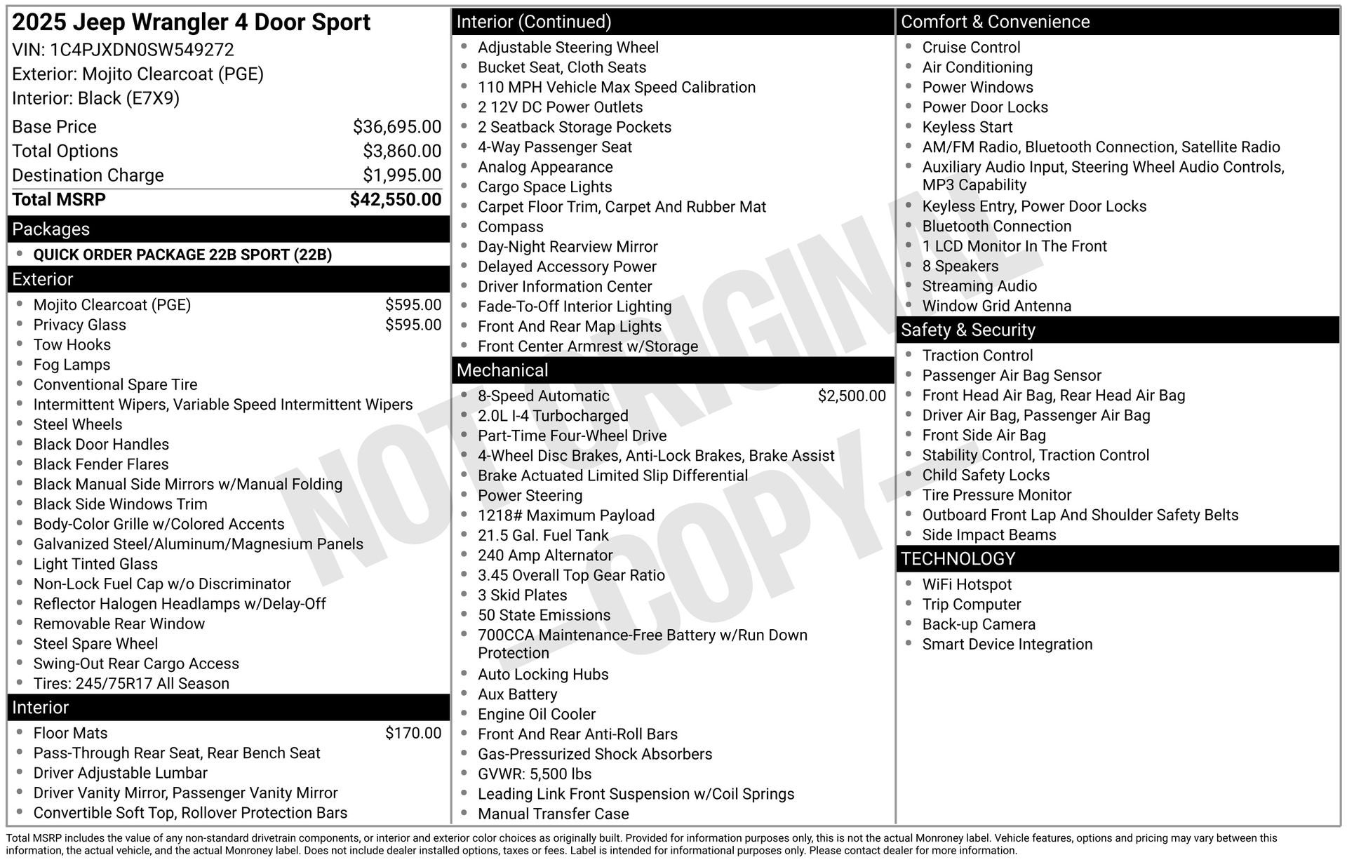 2025 Jeep Wrangler WRANGLER 4-DOOR SPORT