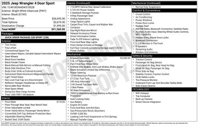2025 Jeep Wrangler WRANGLER 4-DOOR SPORT