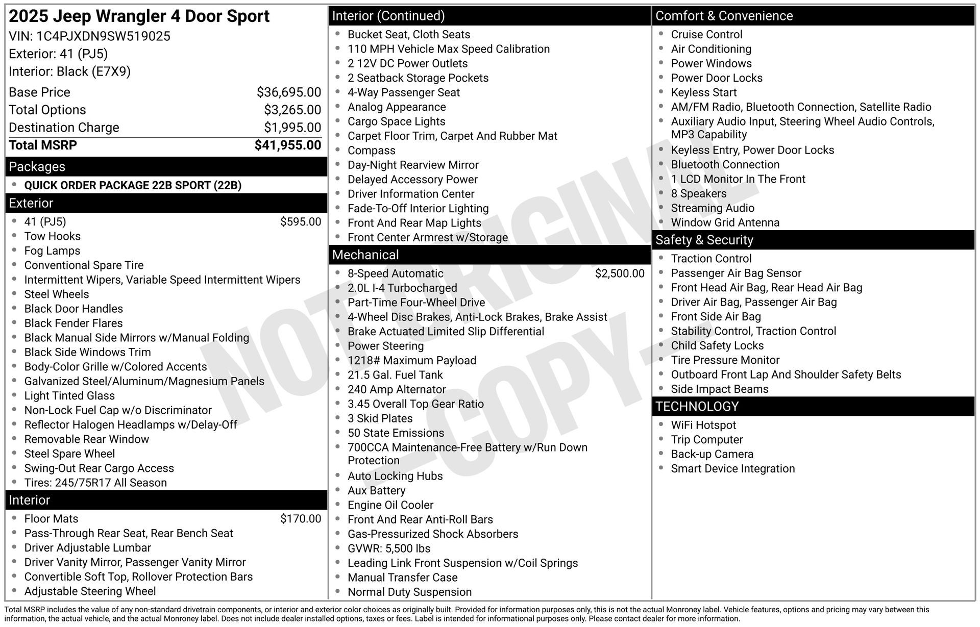 2025 Jeep Wrangler WRANGLER 4-DOOR SPORT