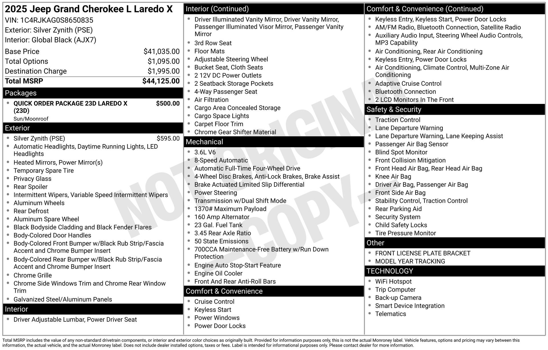 2025 Jeep Grand Cherokee GRAND CHEROKEE L LAREDO X 4X4