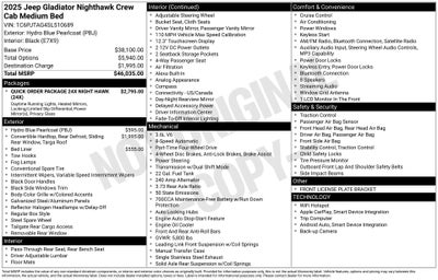 2025 Jeep Gladiator GLADIATOR NIGHTHAWK 4X4