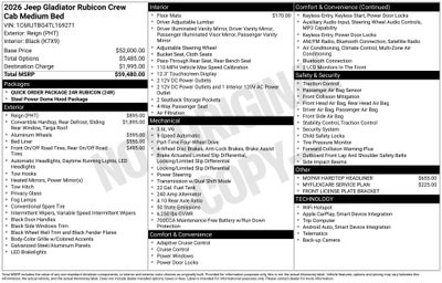 2026 Jeep Gladiator GLADIATOR RUBICON 4X4