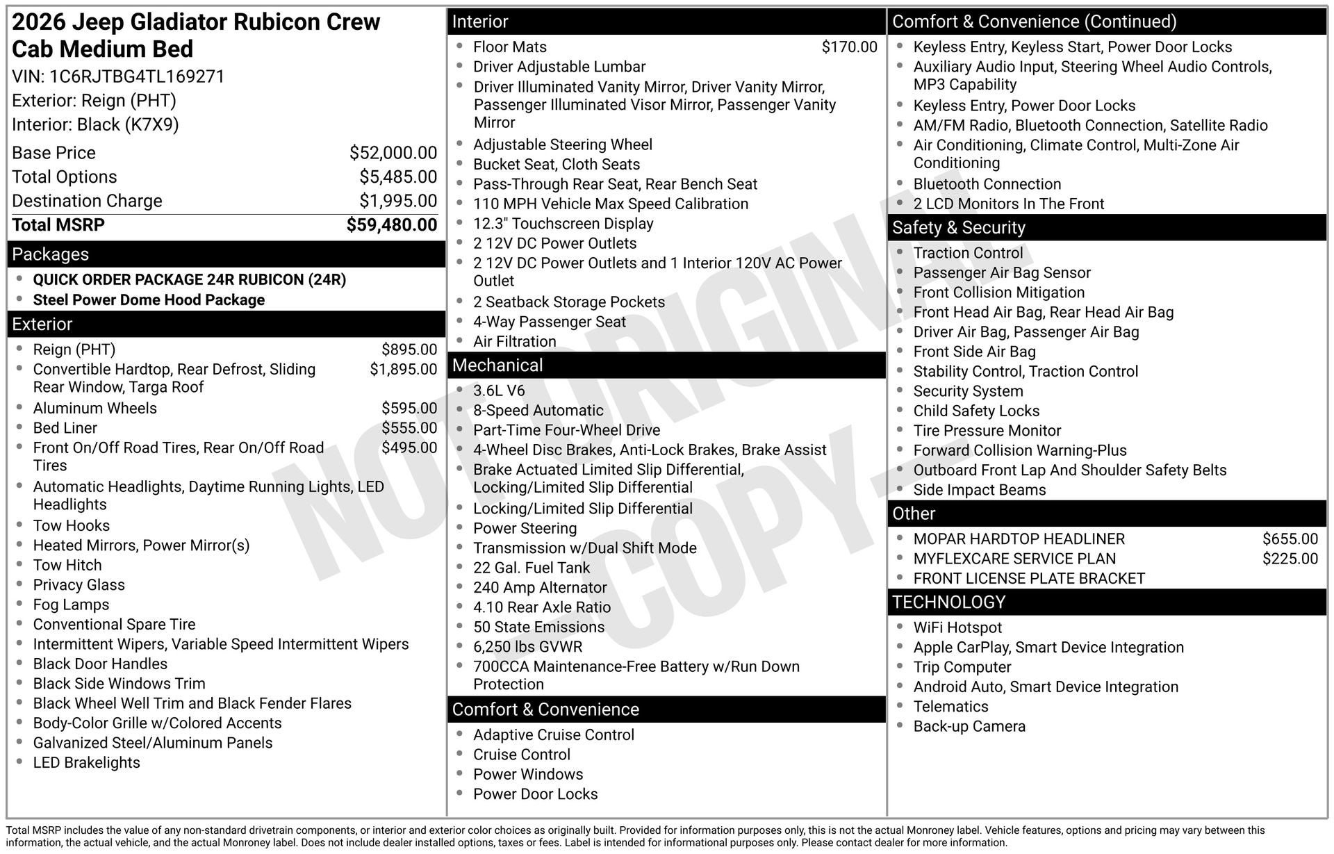 2026 Jeep Gladiator GLADIATOR RUBICON 4X4