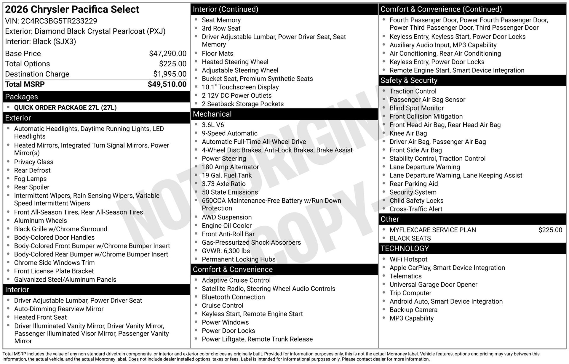 2026 Chrysler Pacifica PACIFICA SELECT AWD
