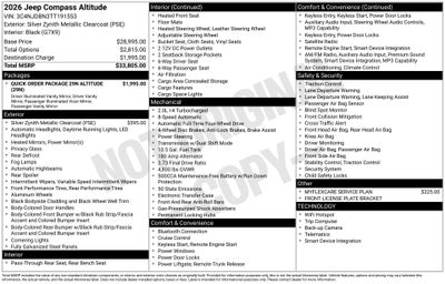 2026 Jeep Compass COMPASS LATITUDE ALTITUDE 4X4