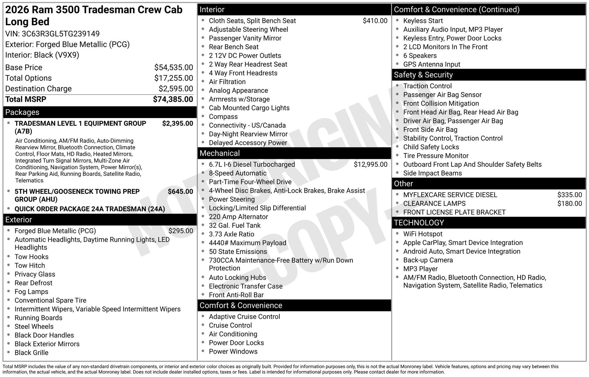 2026 RAM Ram 3500 RAM 3500 TRADESMAN CREW CAB 4X4 8' BOX
