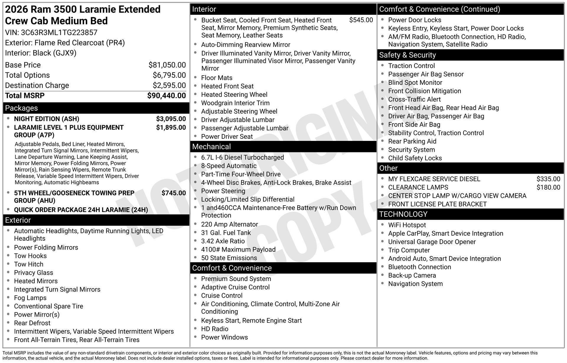 2026 RAM Ram 3500 RAM 3500 LARAMIE MEGA CAB 4X4 6'4' BOX
