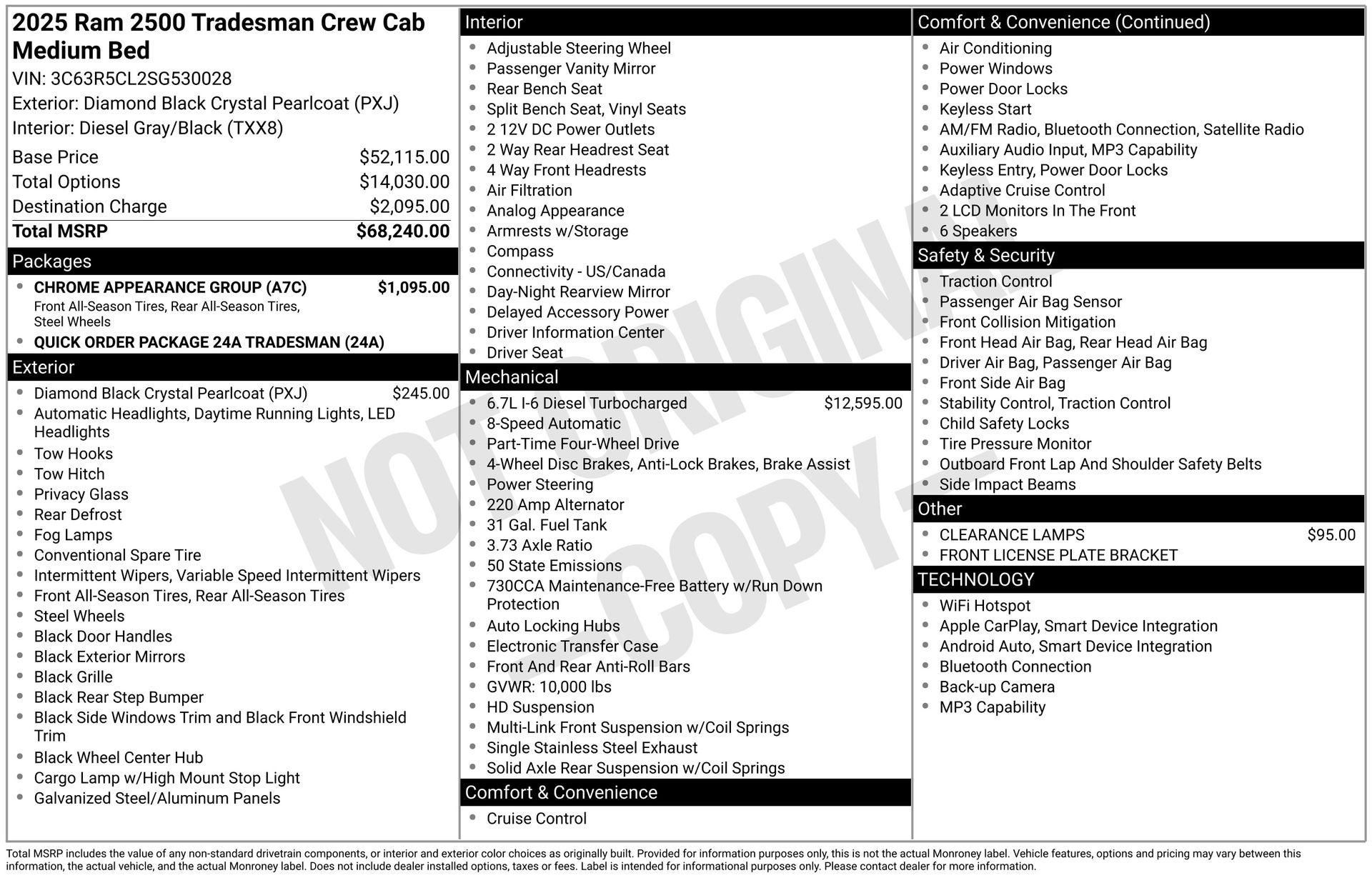 2025 RAM Ram 2500 RAM 2500 TRADESMAN CREW CAB 4X4 6'4' BOX