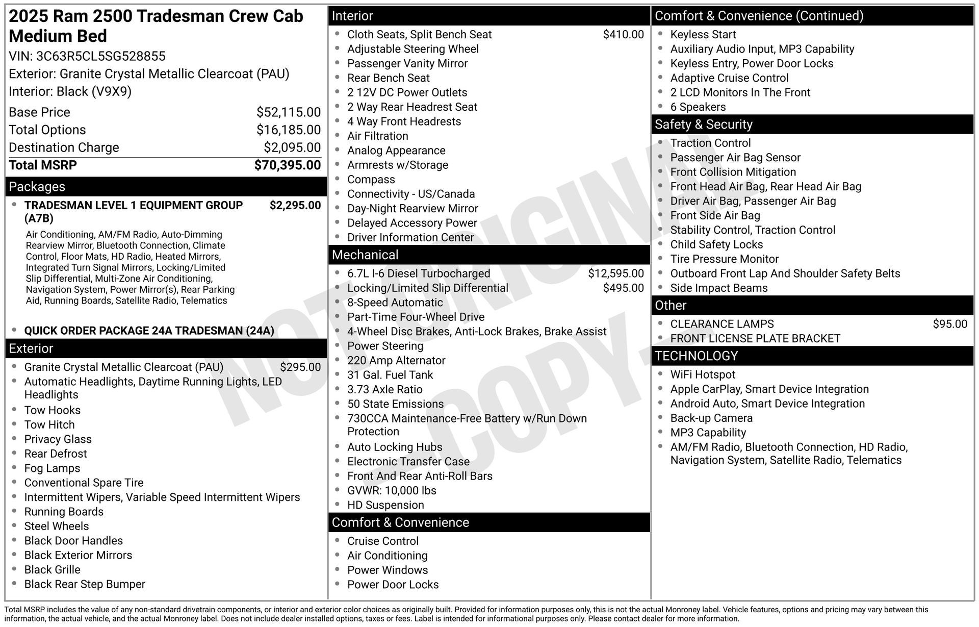 2025 RAM Ram 2500 RAM 2500 TRADESMAN CREW CAB 4X4 6'4' BOX