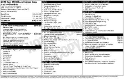 2026 RAM Ram 2500 RAM 2500 BLACK EXPRESS CREW CAB 4X4 6'4' BOX