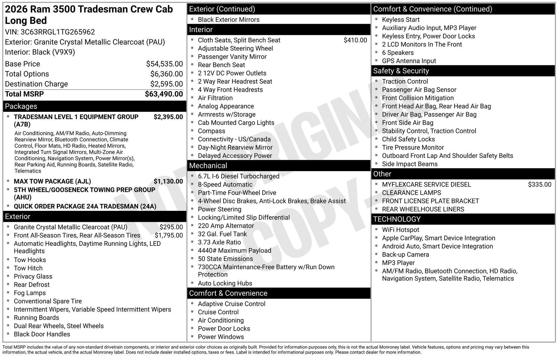 2026 RAM Ram 3500 RAM 3500 TRADESMAN CREW CAB 4X4 8' BOX