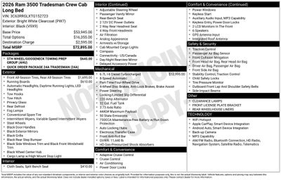 2026 RAM Ram 3500 RAM 3500 TRADESMAN CREW CAB 4X4 8' BOX