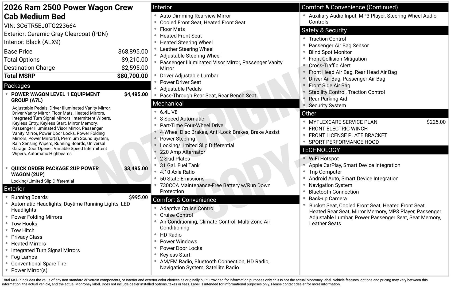 2026 RAM Ram 2500 RAM 2500 POWER WAGON CREW CAB 4X4 6'4' BOX