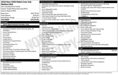 2026 RAM Ram 2500 RAM 2500 REBEL CREW CAB 4X4 6'4' BOX