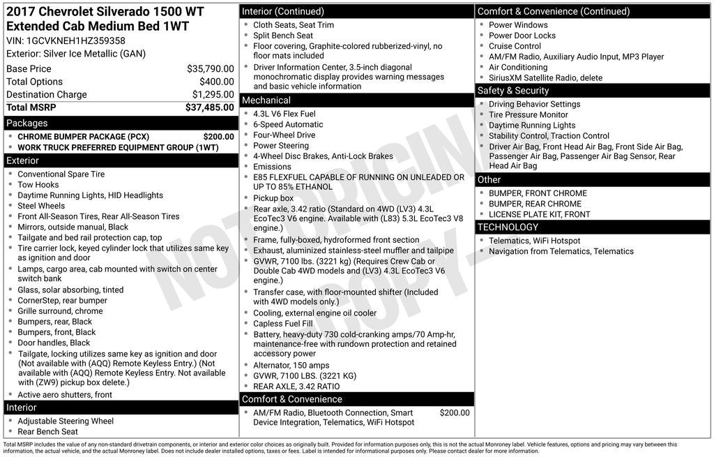2017 Chevrolet Silverado 1500 WT