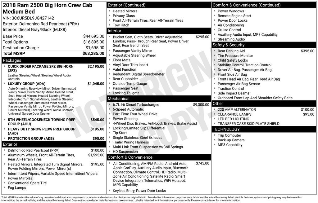 2018 RAM 2500 Big Horn