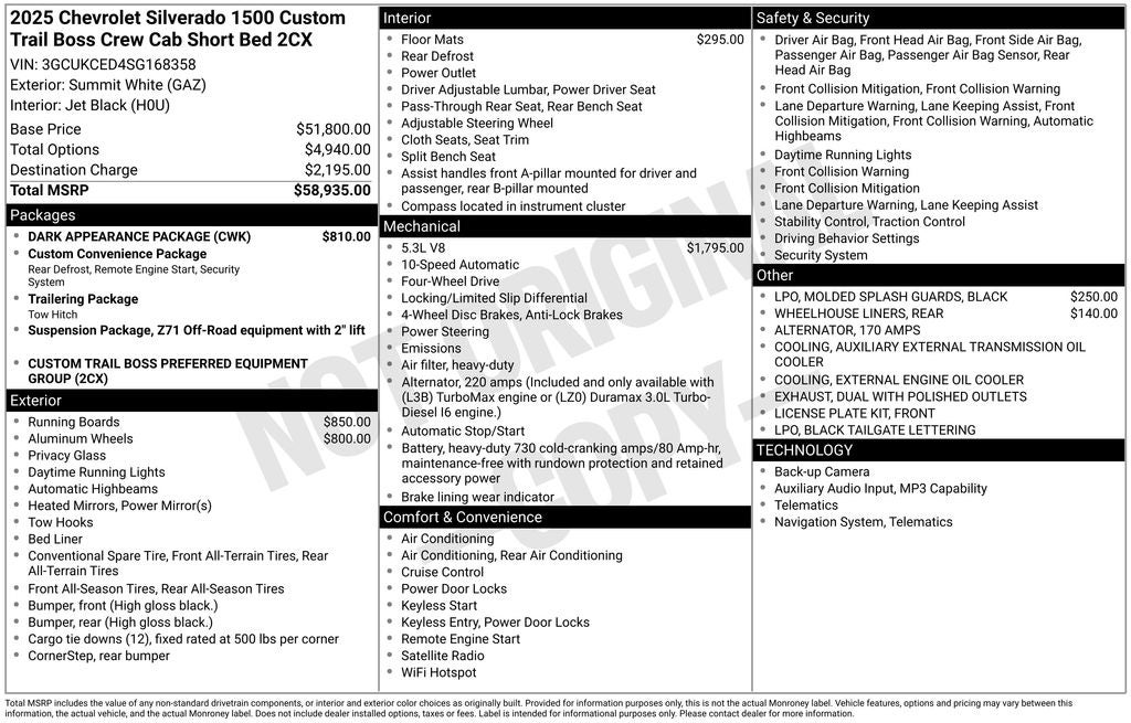 2025 Chevrolet Silverado 1500 Custom Trail Boss