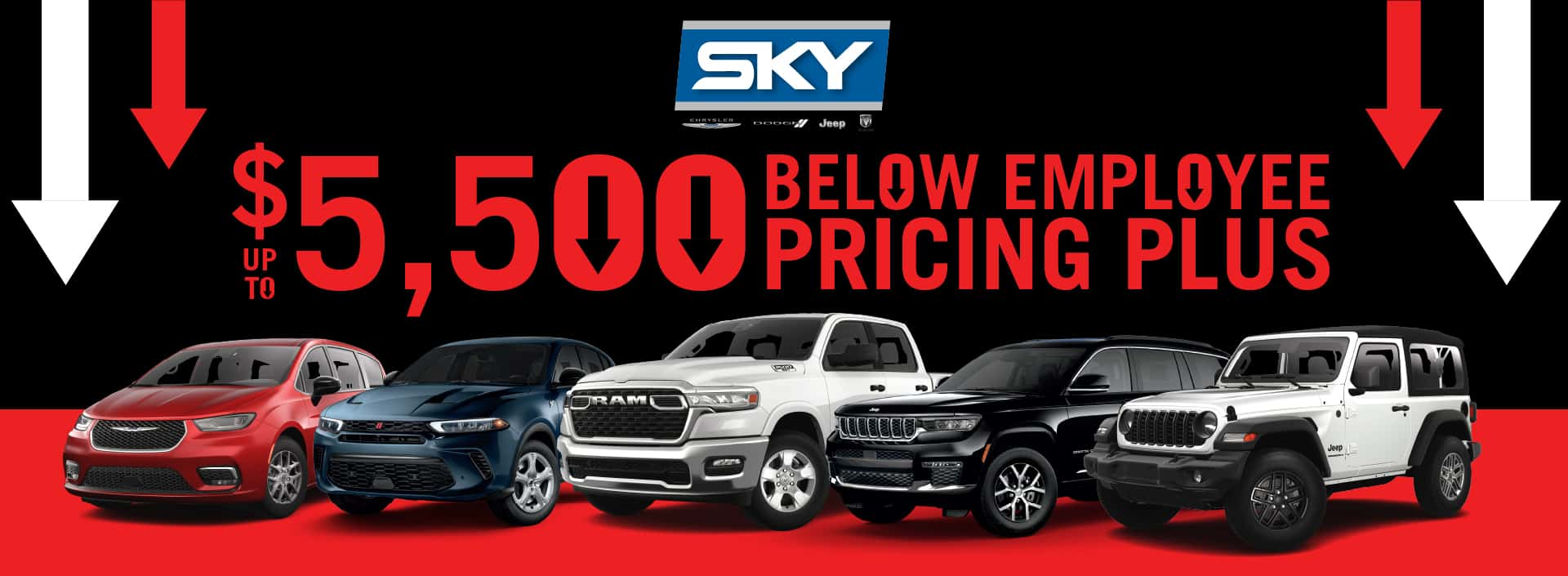 Upto $5,500 Below Emp Price Plus at Sky Automall Chrysler Dodge Jeep Ram in Center Point IA